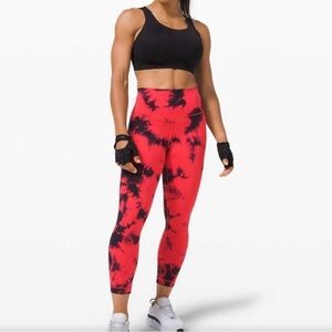 Lululemon red tie dye crop leggings
